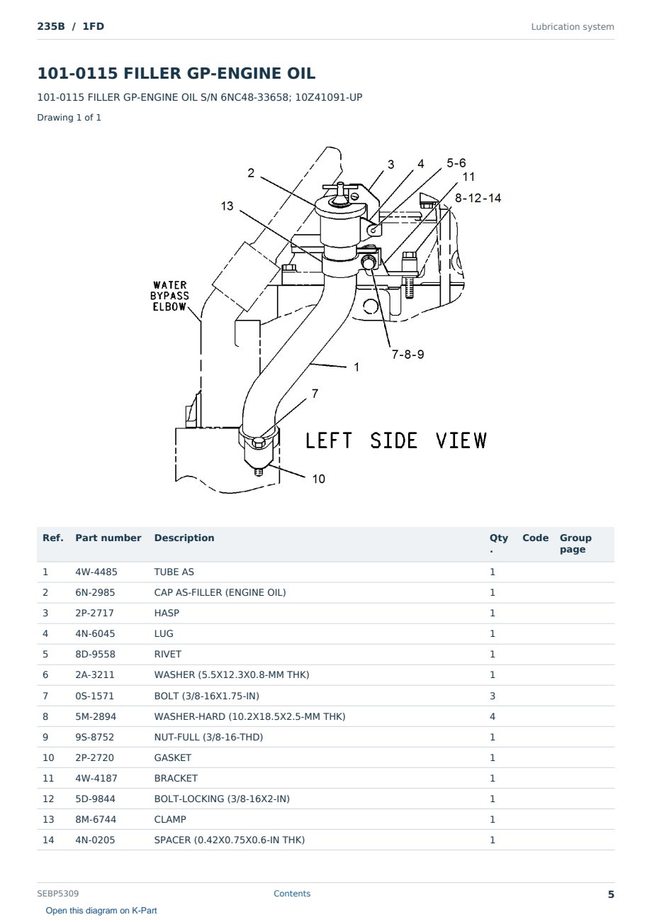Caterpillar 235B S/N 1FD Partsbook SEBP5309 (English) - sample page 5 of 10 Caterpillar 235B S/N 1FD Partsbook SEBP5309 (English) - sample page 5 of 10