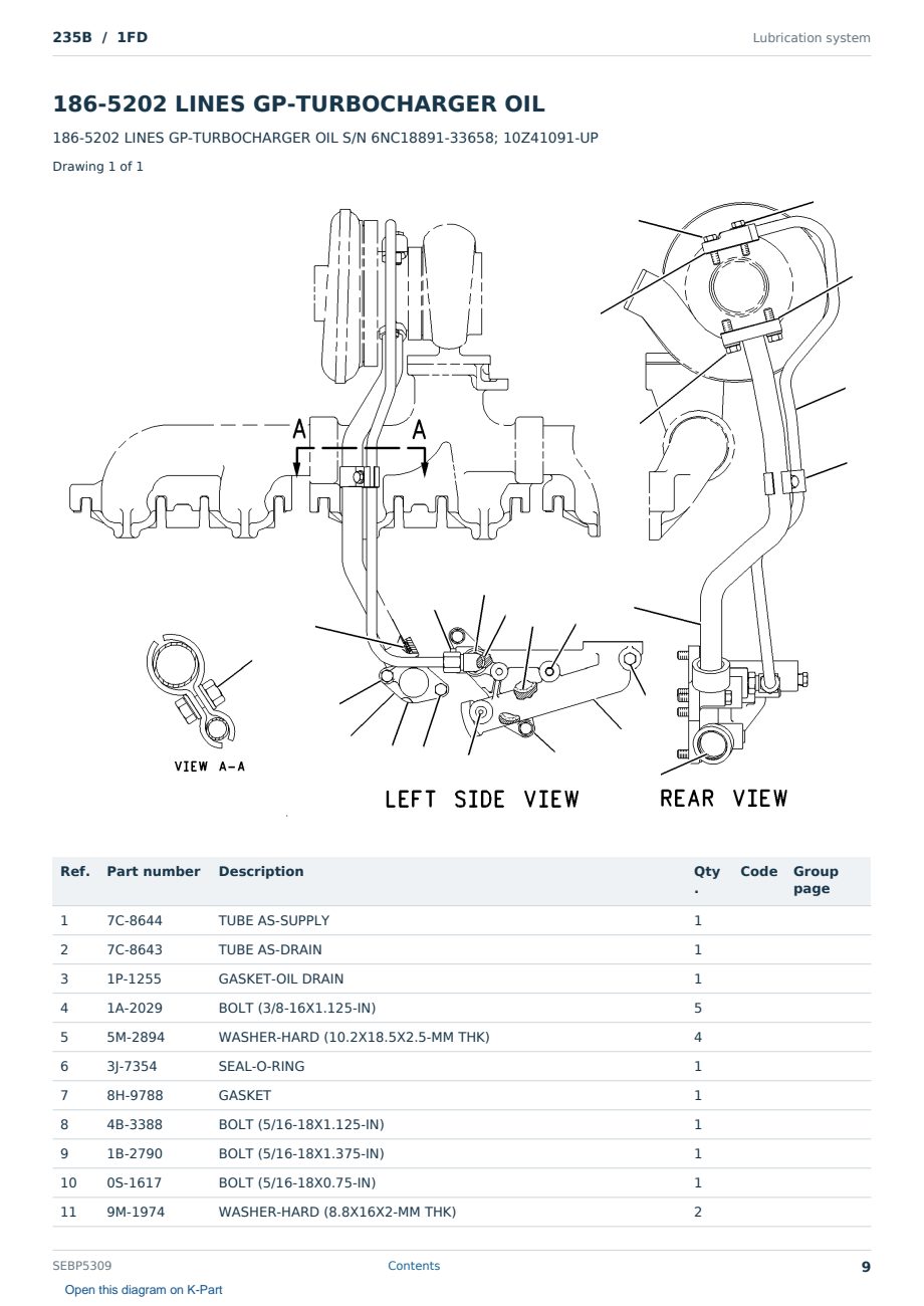 Caterpillar 235B S/N 1FD Partsbook SEBP5309 (English) - sample page 9 of 10 Caterpillar 235B S/N 1FD Partsbook SEBP5309 (English) - sample page 9 of 10