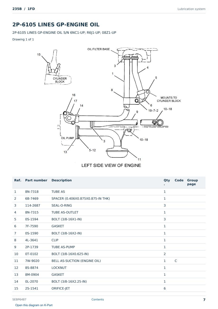 Caterpillar 235B S/N 1FD Partsbook SEBP6487 (English) - sample page 7 of 10 Caterpillar 235B S/N 1FD Partsbook SEBP6487 (English) - sample page 7 of 10