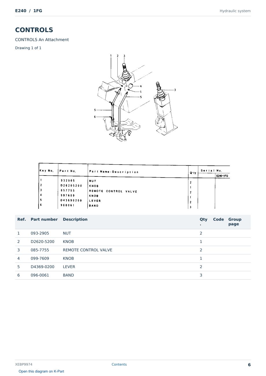 Caterpillar E240 S/N 1FG Partsbook XEBP9974 (English) - sample page 6 of 10 Caterpillar E240 S/N 1FG Partsbook XEBP9974 (English) - sample page 6 of 10