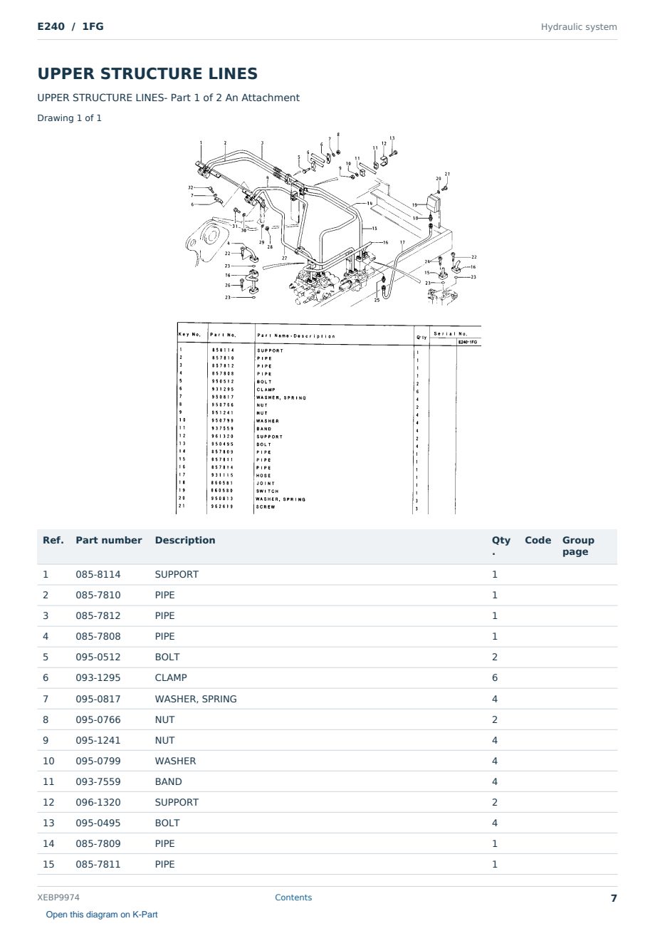 Caterpillar E240 S/N 1FG Partsbook XEBP9974 (English) - sample page 7 of 10 Caterpillar E240 S/N 1FG Partsbook XEBP9974 (English) - sample page 7 of 10