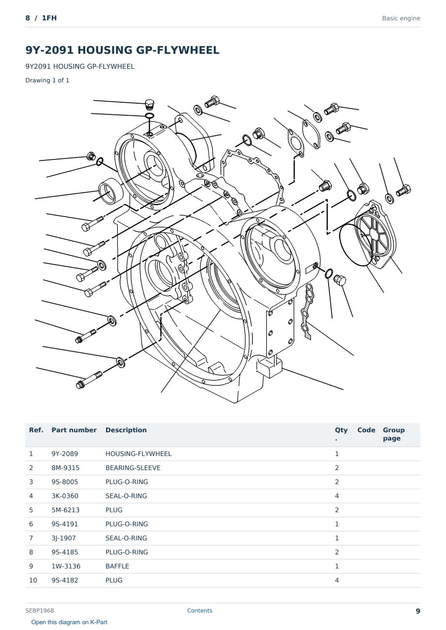 Caterpillar 8 S/N 1FH Partsbook SEBP1968 (English) - sample page 9 of 10 Caterpillar 8 S/N 1FH Partsbook SEBP1968 (English) - sample page 9 of 10