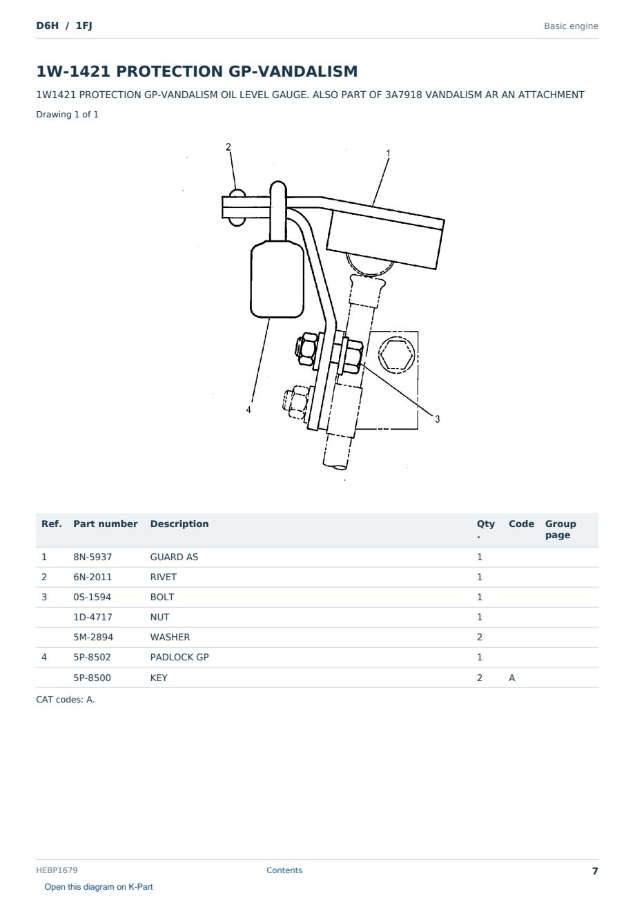 Caterpillar D6H S/N 1FJ Partsbook HEBP1679 (English) - sample page 7 of 10 Caterpillar D6H S/N 1FJ Partsbook HEBP1679 (English) - sample page 7 of 10