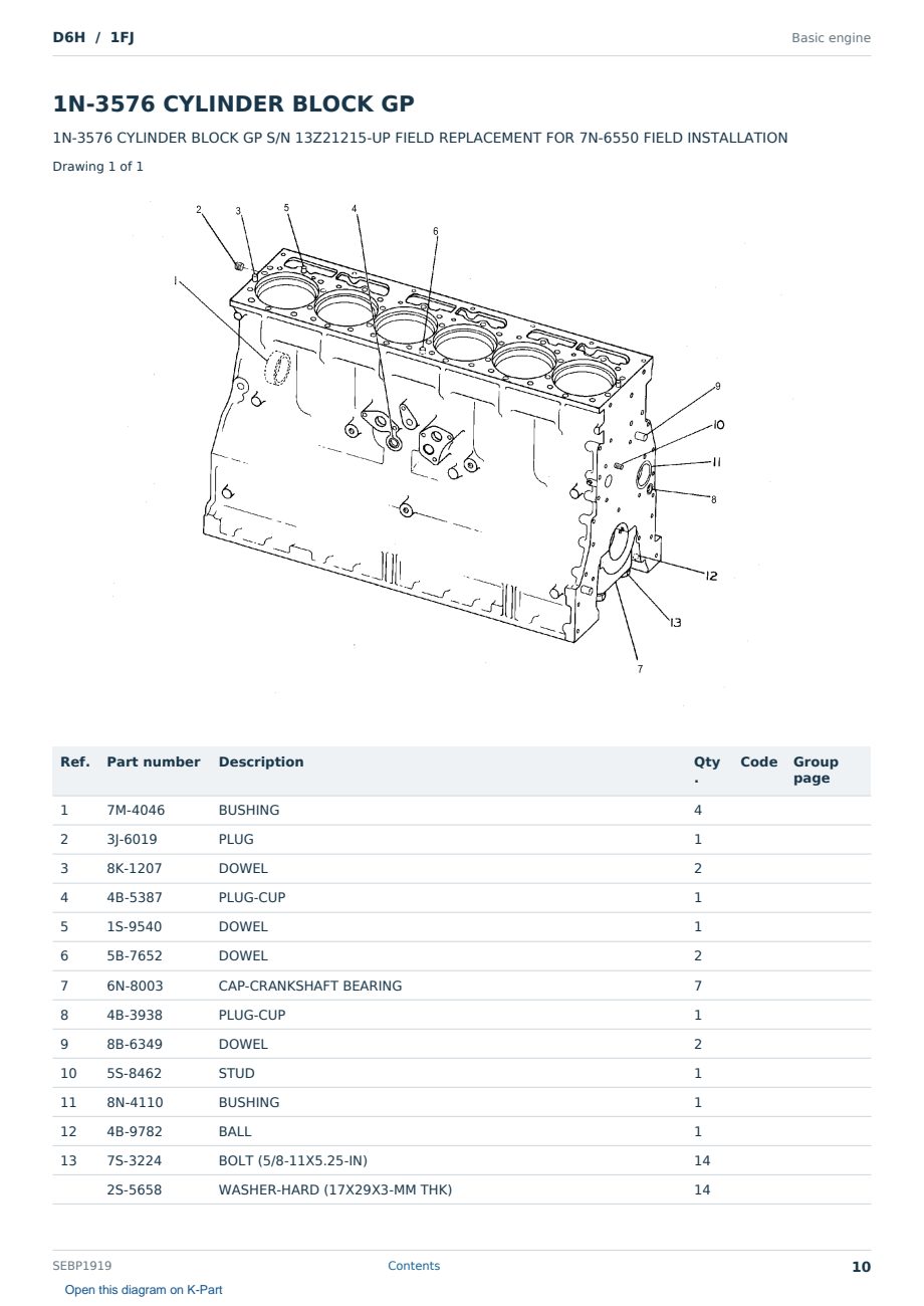 Caterpillar D6H S/N 1FJ Partsbook SEBP1919 (English) - sample page 10 of 10 Caterpillar D6H S/N 1FJ Partsbook SEBP1919 (English) - sample page 10 of 10
