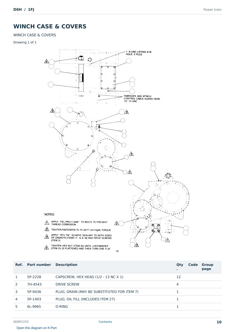 Caterpillar D6H S/N 1FJ Partsbook SEBP2370 (English) - sample page 10 of 10 Caterpillar D6H S/N 1FJ Partsbook SEBP2370 (English) - sample page 10 of 10