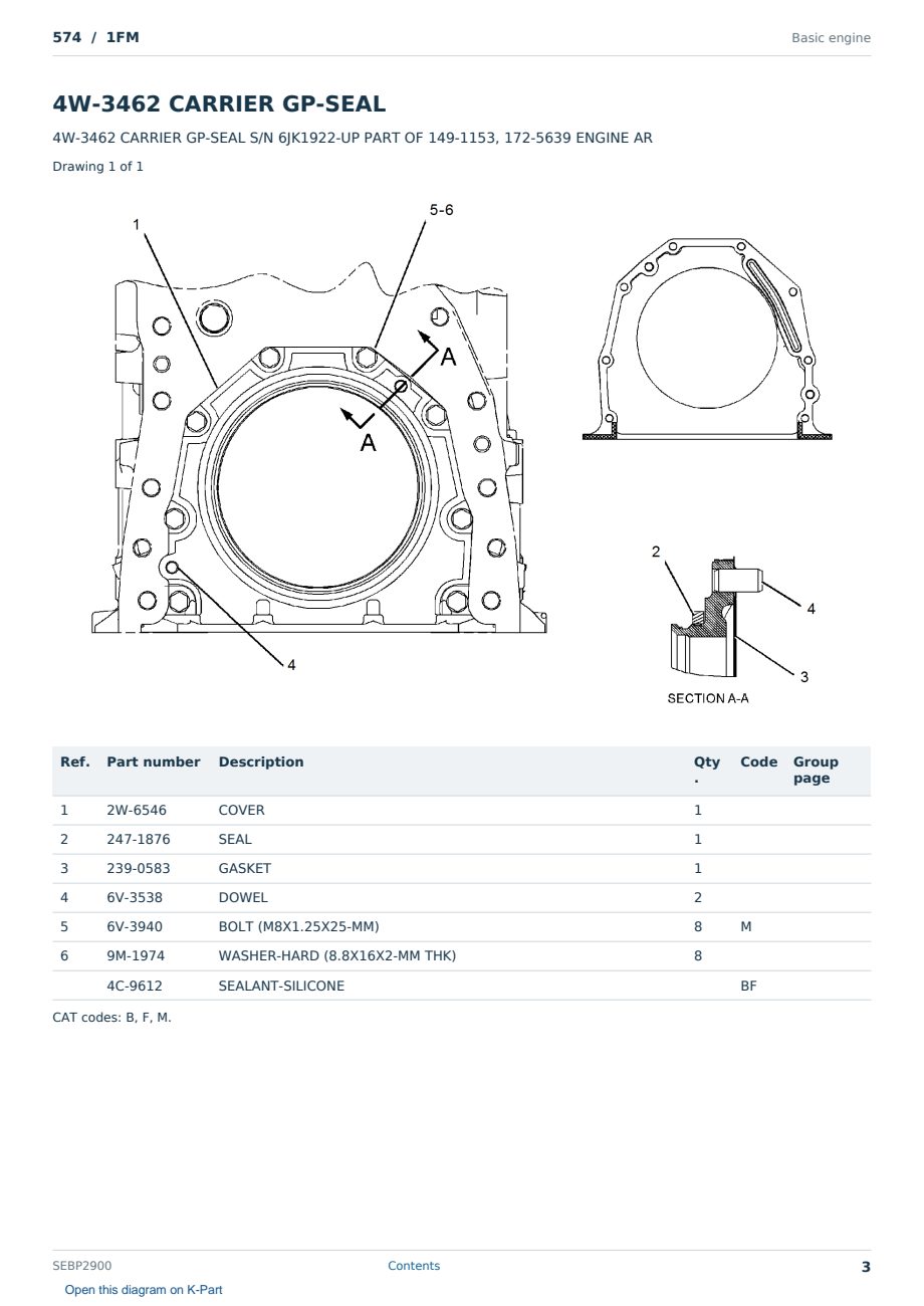 Caterpillar 574 S/N 1FM Partsbook SEBP2900 (English) - sample page 3 of 10 Caterpillar 574 S/N 1FM Partsbook SEBP2900 (English) - sample page 3 of 10
