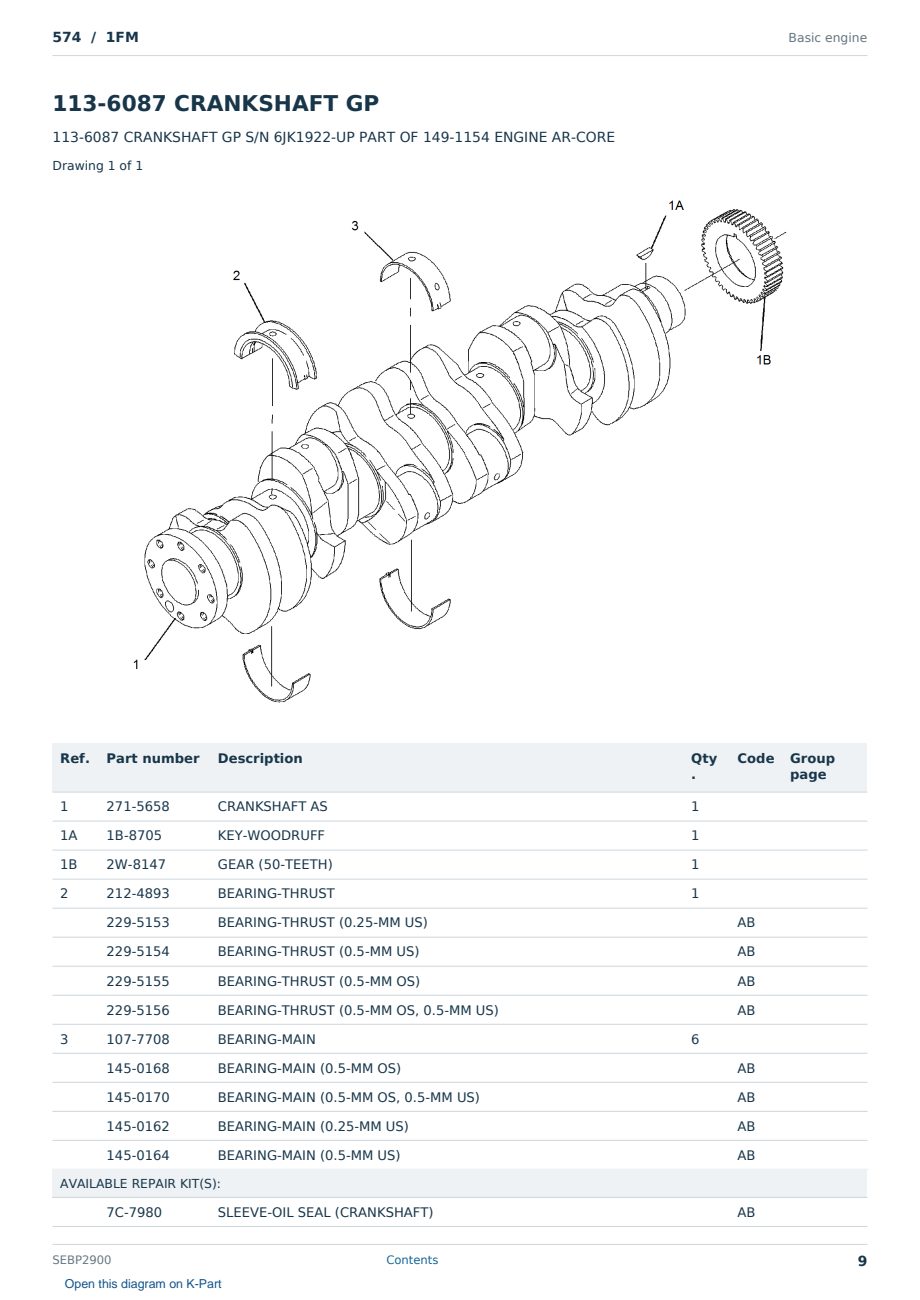 Caterpillar 574 S/N 1FM Partsbook SEBP2900 (English) - sample page 9 of 10 Caterpillar 574 S/N 1FM Partsbook SEBP2900 (English) - sample page 9 of 10