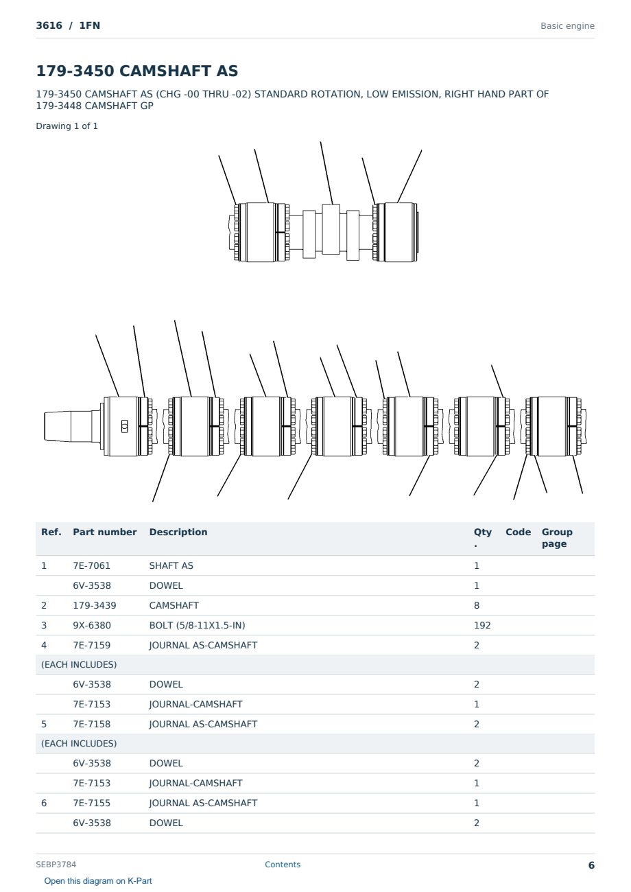 Caterpillar 3616 S/N 1FN Partsbook SEBP3784 (English) - sample page 6 of 10 Caterpillar 3616 S/N 1FN Partsbook SEBP3784 (English) - sample page 6 of 10