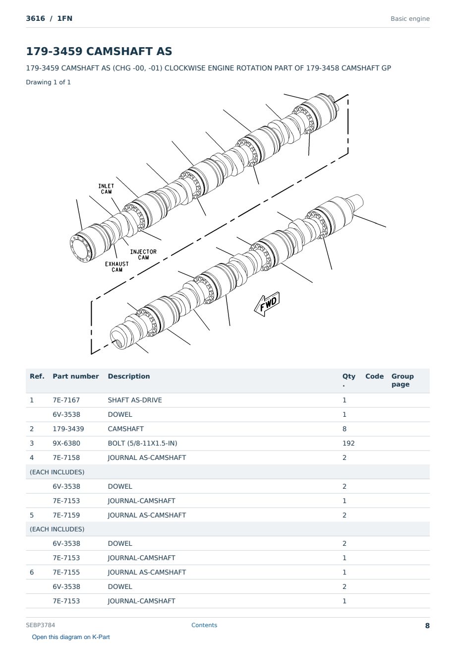 Caterpillar 3616 S/N 1FN Partsbook SEBP3784 (English) - sample page 8 of 10 Caterpillar 3616 S/N 1FN Partsbook SEBP3784 (English) - sample page 8 of 10