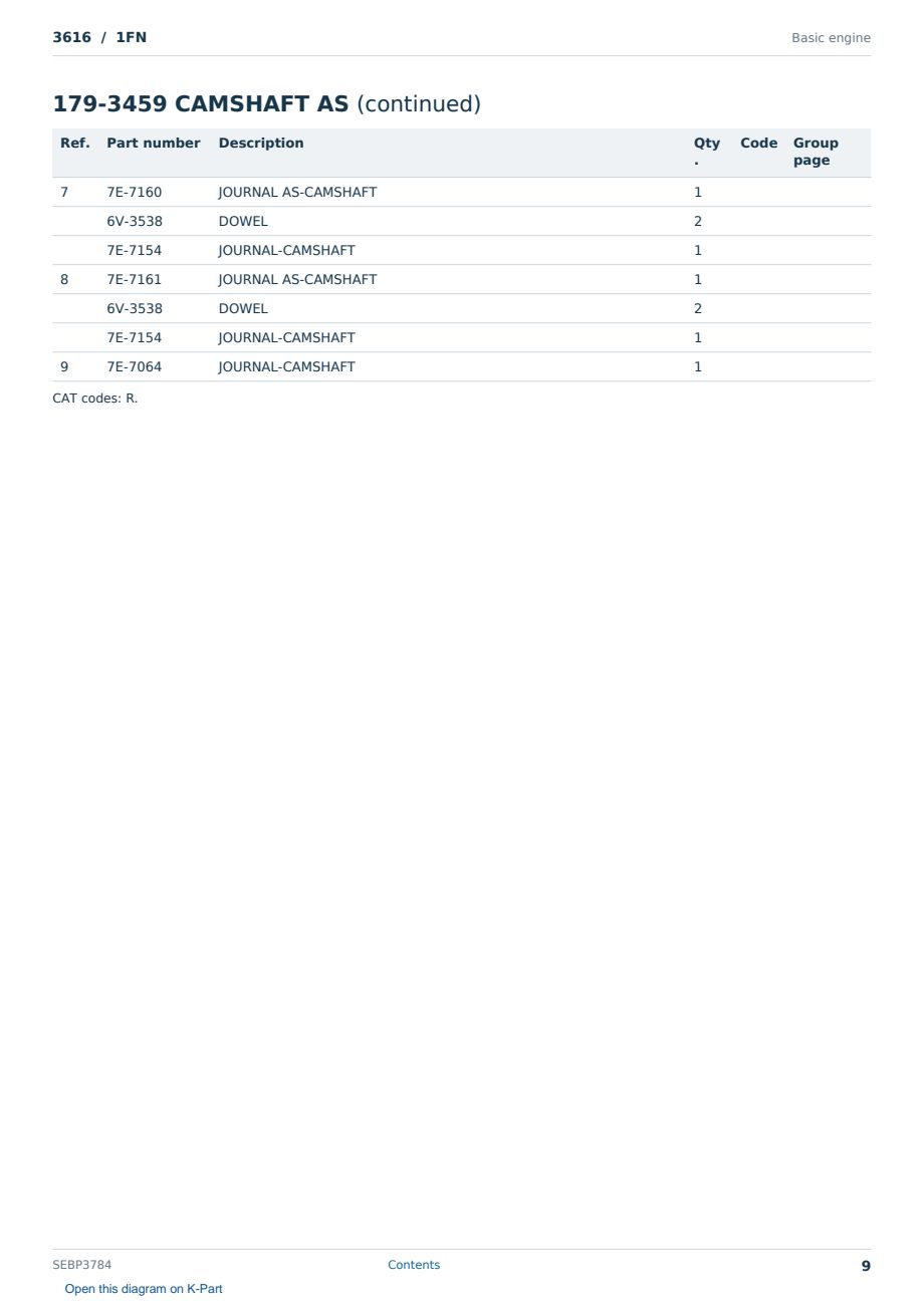 Caterpillar 3616 S/N 1FN Partsbook SEBP3784 (English) - sample page 9 of 10 Caterpillar 3616 S/N 1FN Partsbook SEBP3784 (English) - sample page 9 of 10