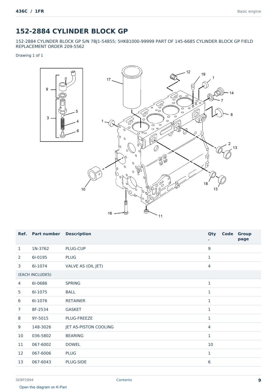 Caterpillar 436C S/N 1FR Partsbook SEBP2894 (English) - sample page 9 of 10 Caterpillar 436C S/N 1FR Partsbook SEBP2894 (English) - sample page 9 of 10