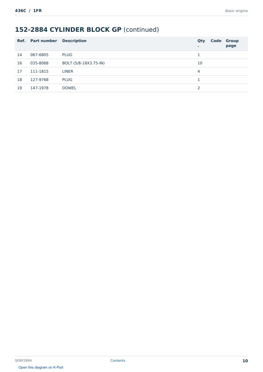 Caterpillar 436C S/N 1FR Partsbook SEBP2894 (English) - sample page 10 of 10 Caterpillar 436C S/N 1FR Partsbook SEBP2894 (English) - sample page 10 of 10