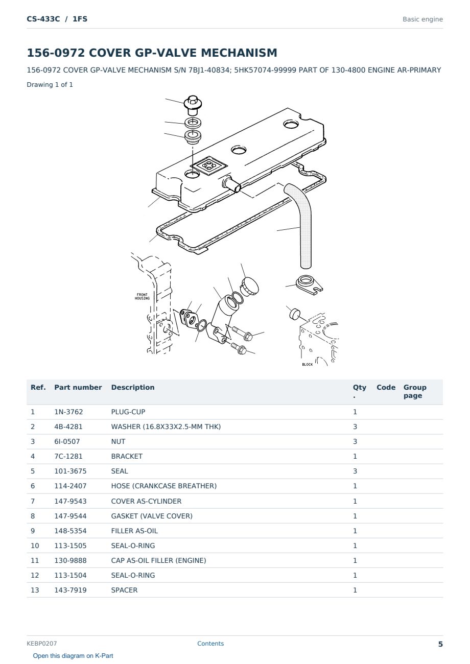 Caterpillar CS-433C S/N 1FS Partsbook KEBP0207 (English) - sample page 5 of 10 Caterpillar CS-433C S/N 1FS Partsbook KEBP0207 (English) - sample page 5 of 10