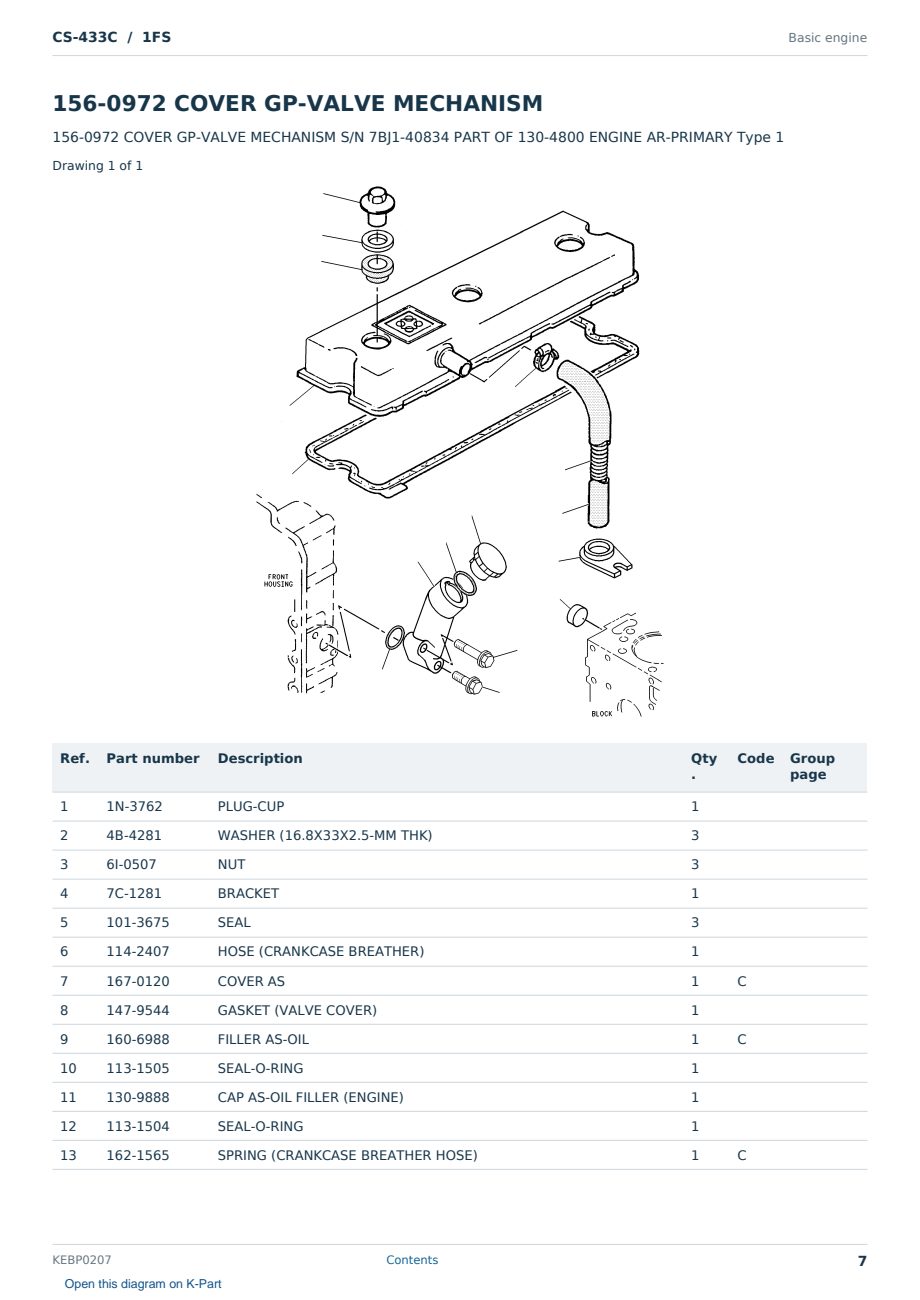 Caterpillar CS-433C S/N 1FS Partsbook KEBP0207 (English) - sample page 7 of 10 Caterpillar CS-433C S/N 1FS Partsbook KEBP0207 (English) - sample page 7 of 10