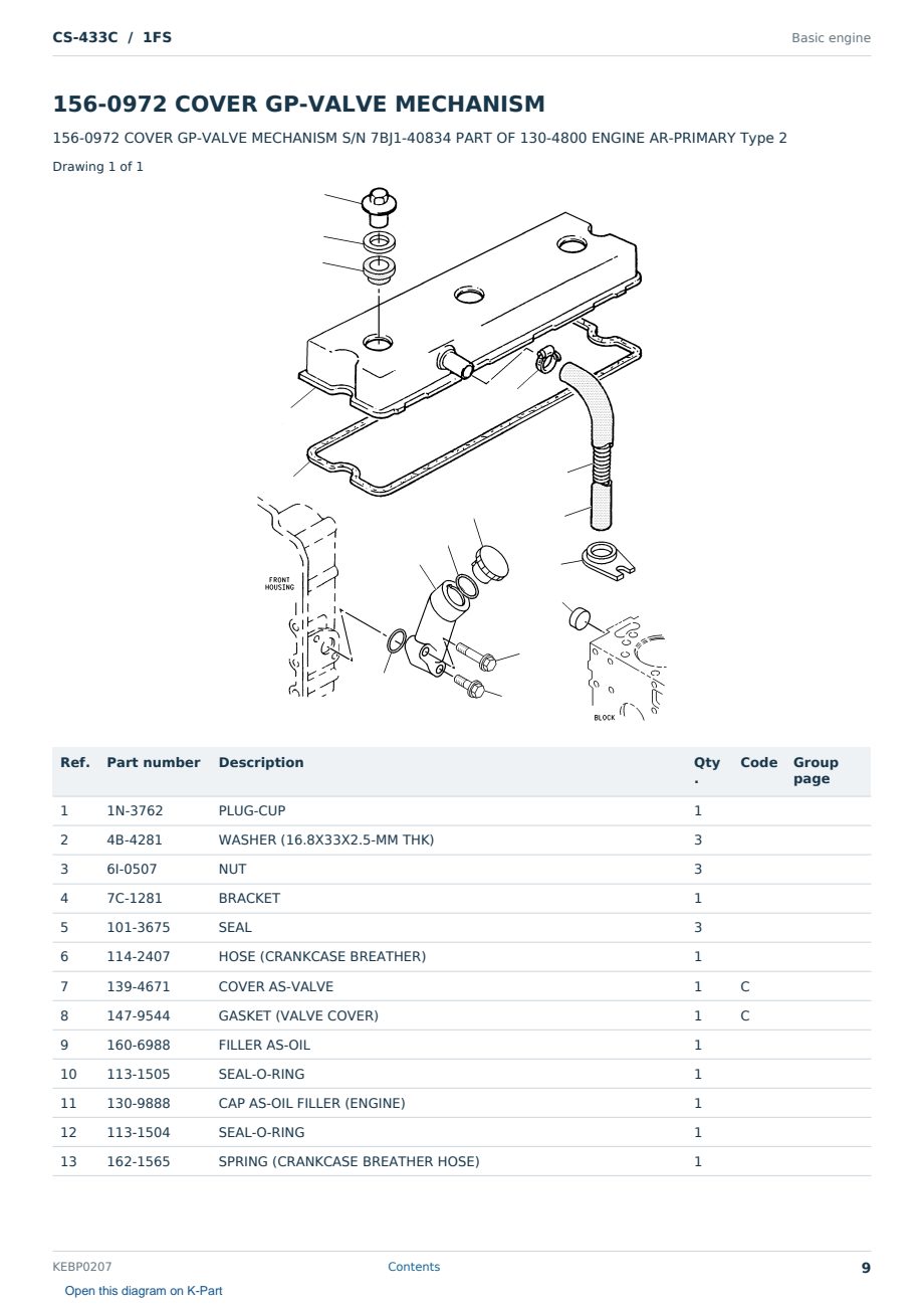 Caterpillar CS-433C S/N 1FS Partsbook KEBP0207 (English) - sample page 9 of 10 Caterpillar CS-433C S/N 1FS Partsbook KEBP0207 (English) - sample page 9 of 10