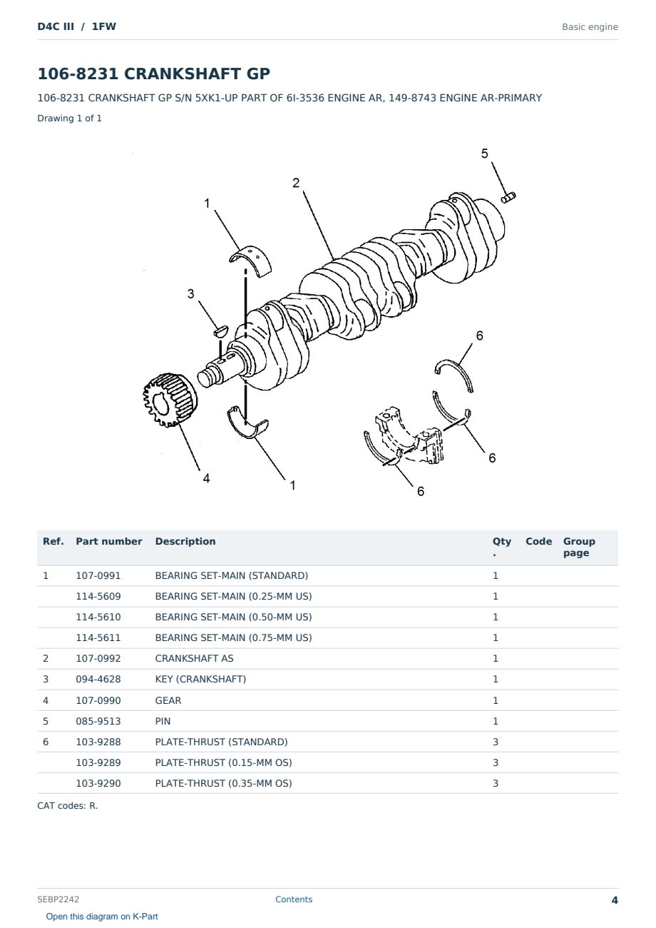 Caterpillar D4C III S/N 1FW Partsbook SEBP2242 (English) - sample page 4 of 10 Caterpillar D4C III S/N 1FW Partsbook SEBP2242 (English) - sample page 4 of 10
