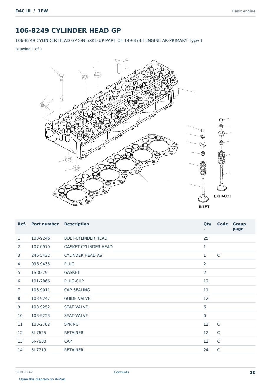 Caterpillar D4C III S/N 1FW Partsbook SEBP2242 (English) - sample page 10 of 10 Caterpillar D4C III S/N 1FW Partsbook SEBP2242 (English) - sample page 10 of 10