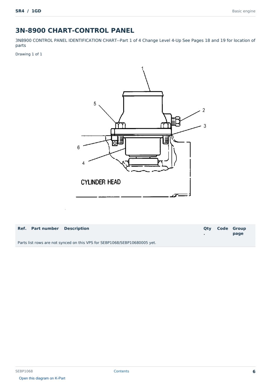 Caterpillar SR4 S/N 1GD Partsbook SEBP1068 (English) - sample page 6 of 10 Caterpillar SR4 S/N 1GD Partsbook SEBP1068 (English) - sample page 6 of 10