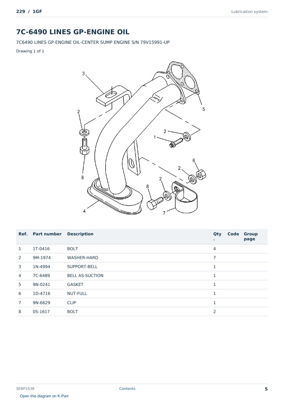 Caterpillar 229 S/N 1GF Partsbook SEBP1638 (English) - sample page 5 of 10 Caterpillar 229 S/N 1GF Partsbook SEBP1638 (English) - sample page 5 of 10