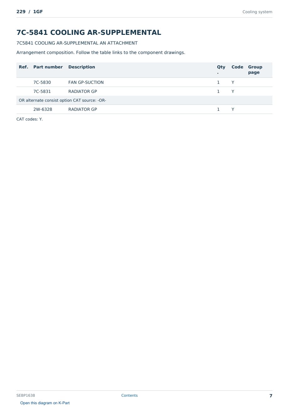 Caterpillar 229 S/N 1GF Partsbook SEBP1638 (English) - sample page 7 of 10 Caterpillar 229 S/N 1GF Partsbook SEBP1638 (English) - sample page 7 of 10