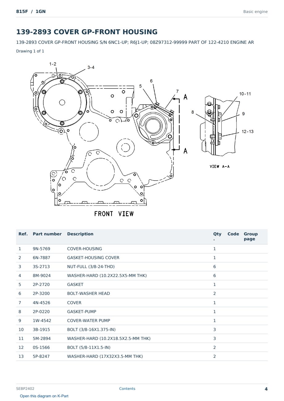 Caterpillar 815F S/N 1GN Partsbook SEBP2402 (English) - sample page 4 of 10 Caterpillar 815F S/N 1GN Partsbook SEBP2402 (English) - sample page 4 of 10