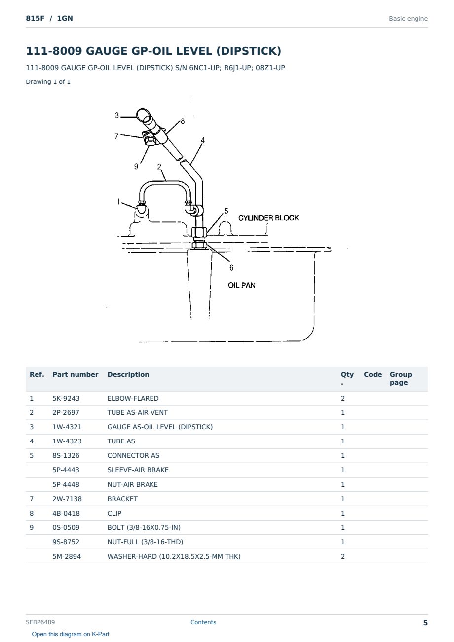 Caterpillar 815F S/N 1GN Partsbook SEBP6489 (English) - sample page 5 of 10 Caterpillar 815F S/N 1GN Partsbook SEBP6489 (English) - sample page 5 of 10
