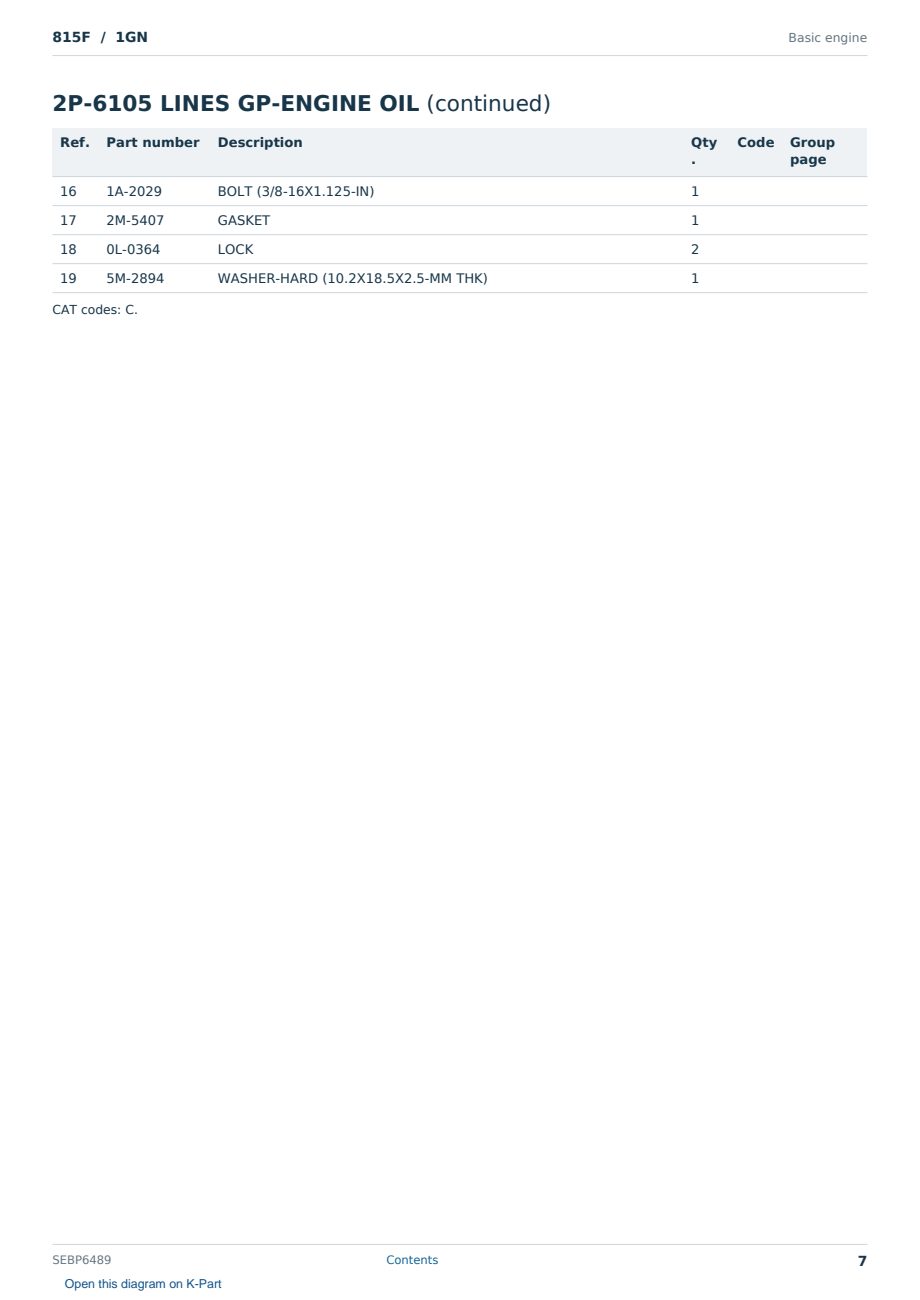 Caterpillar 815F S/N 1GN Partsbook SEBP6489 (English) - sample page 7 of 10 Caterpillar 815F S/N 1GN Partsbook SEBP6489 (English) - sample page 7 of 10