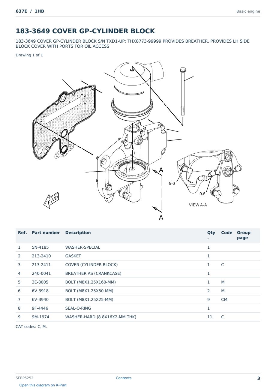 Caterpillar 637E S/N 1HB Partsbook SEBP5252 (English) - sample page 3 of 10 Caterpillar 637E S/N 1HB Partsbook SEBP5252 (English) - sample page 3 of 10