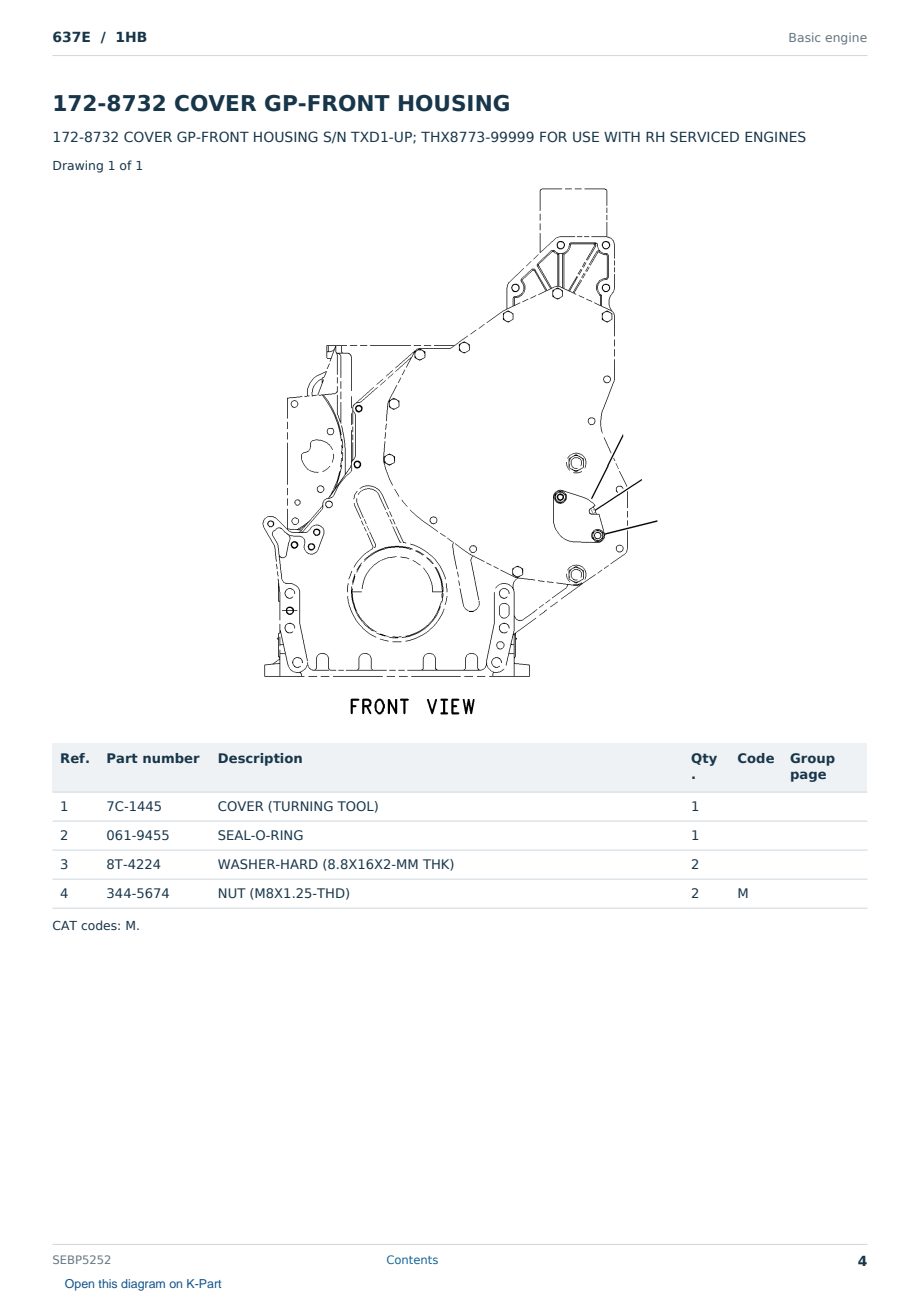 Caterpillar 637E S/N 1HB Partsbook SEBP5252 (English) - sample page 4 of 10 Caterpillar 637E S/N 1HB Partsbook SEBP5252 (English) - sample page 4 of 10