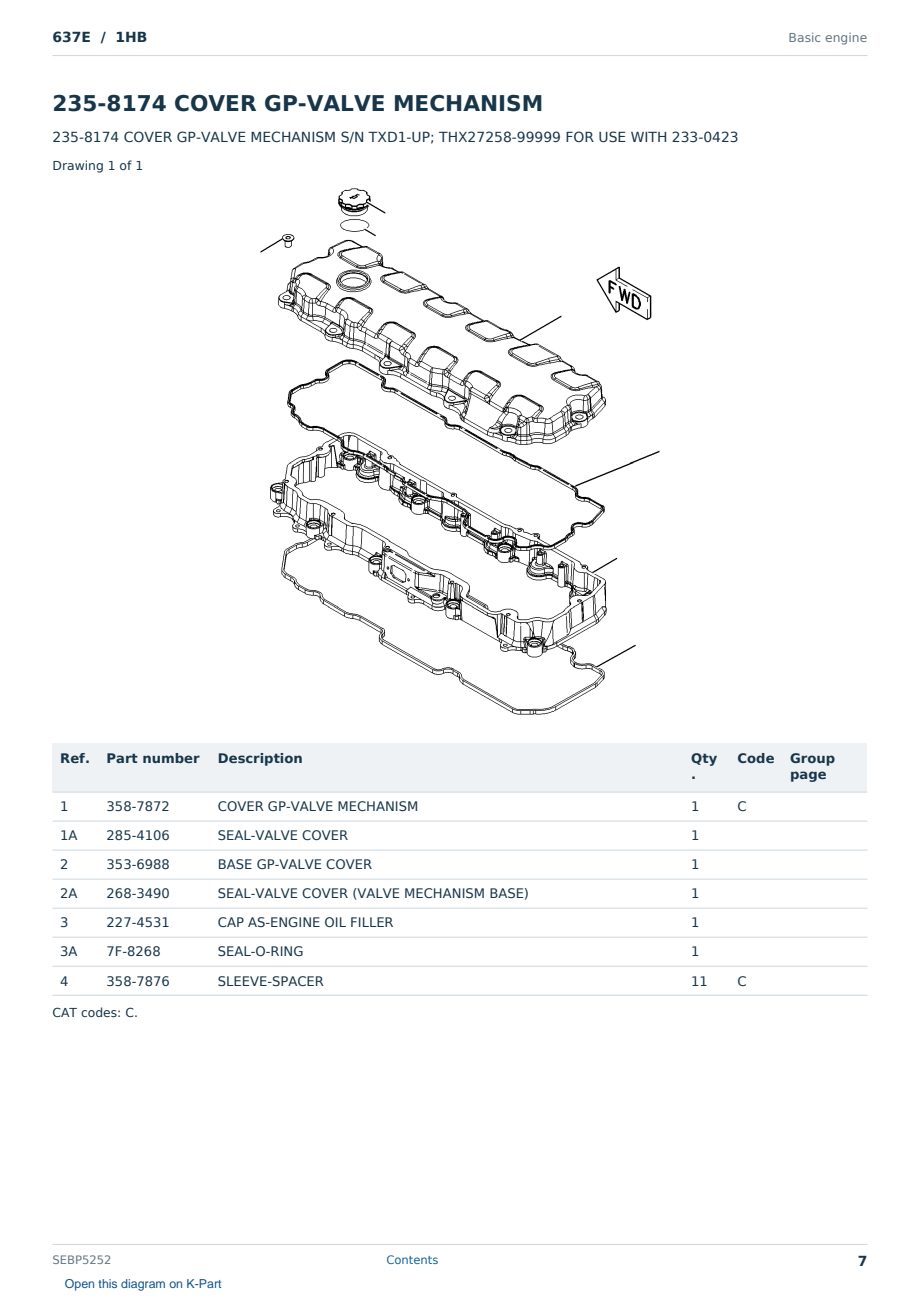 Caterpillar 637E S/N 1HB Partsbook SEBP5252 (English) - sample page 7 of 10 Caterpillar 637E S/N 1HB Partsbook SEBP5252 (English) - sample page 7 of 10