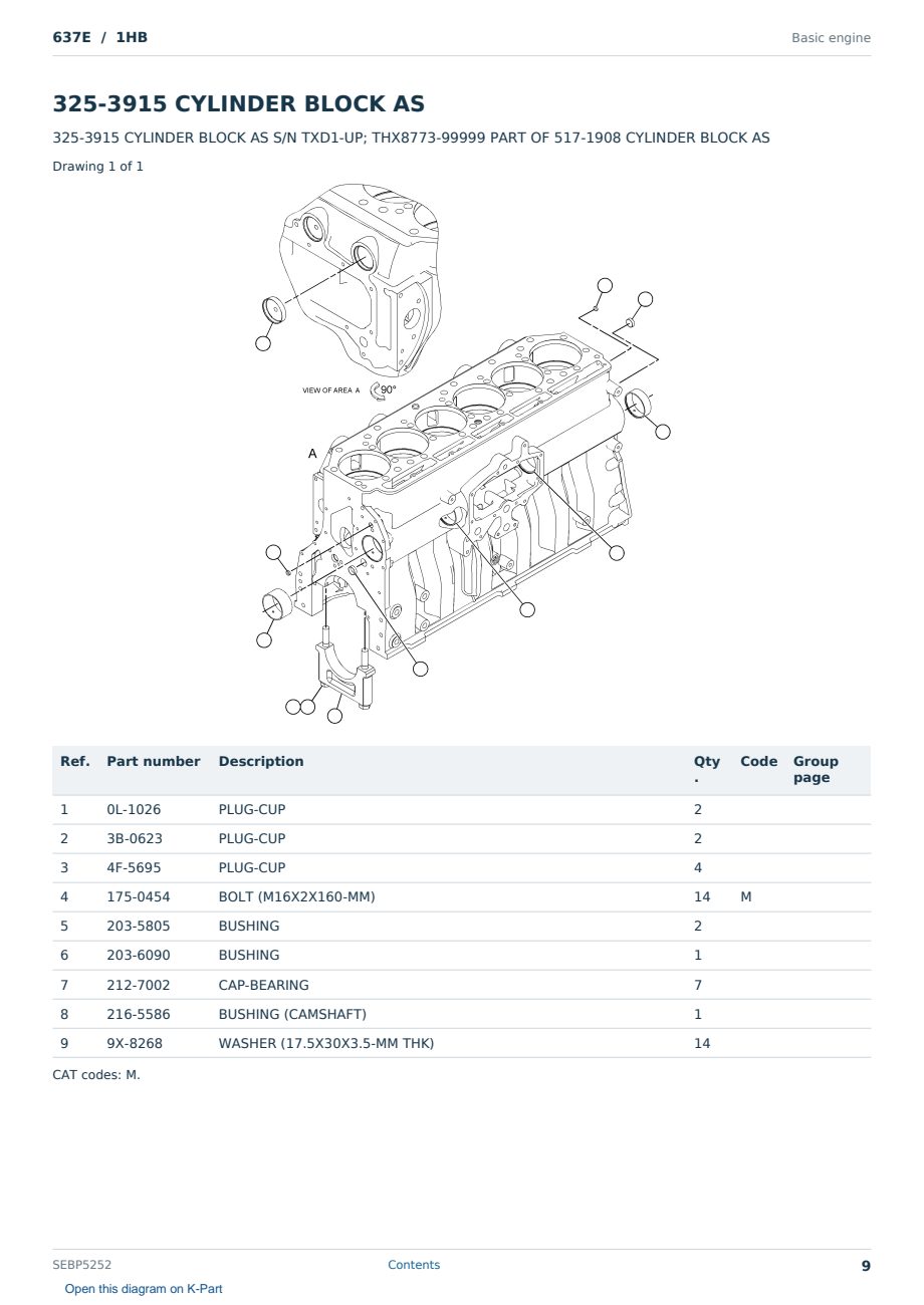 Caterpillar 637E S/N 1HB Partsbook SEBP5252 (English) - sample page 9 of 10 Caterpillar 637E S/N 1HB Partsbook SEBP5252 (English) - sample page 9 of 10