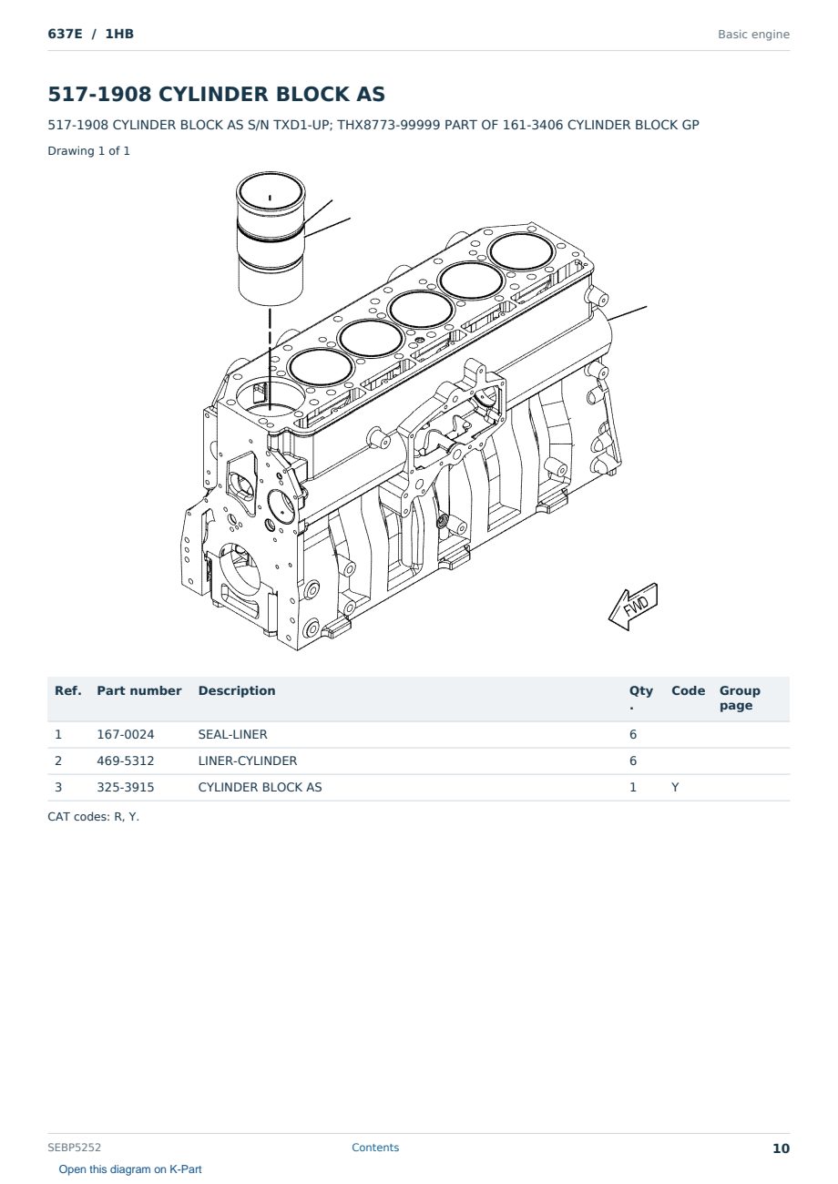 Caterpillar 637E S/N 1HB Partsbook SEBP5252 (English) - sample page 10 of 10 Caterpillar 637E S/N 1HB Partsbook SEBP5252 (English) - sample page 10 of 10