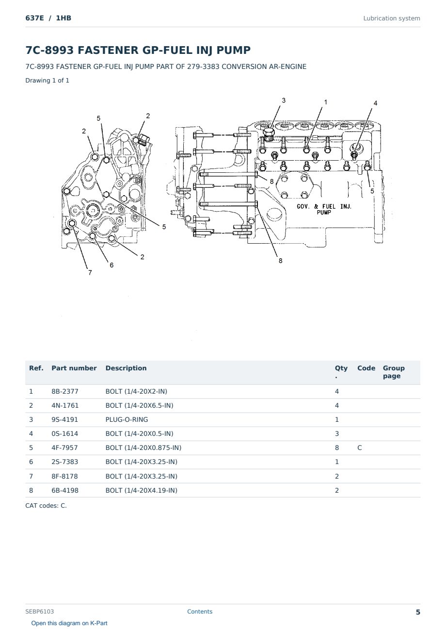 Caterpillar 637E S/N 1HB Partsbook SEBP6103 (English) - sample page 5 of 10 Caterpillar 637E S/N 1HB Partsbook SEBP6103 (English) - sample page 5 of 10