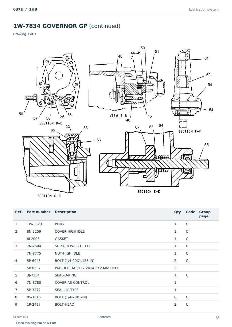 Caterpillar 637E S/N 1HB Partsbook SEBP6103 (English) - sample page 8 of 10 Caterpillar 637E S/N 1HB Partsbook SEBP6103 (English) - sample page 8 of 10