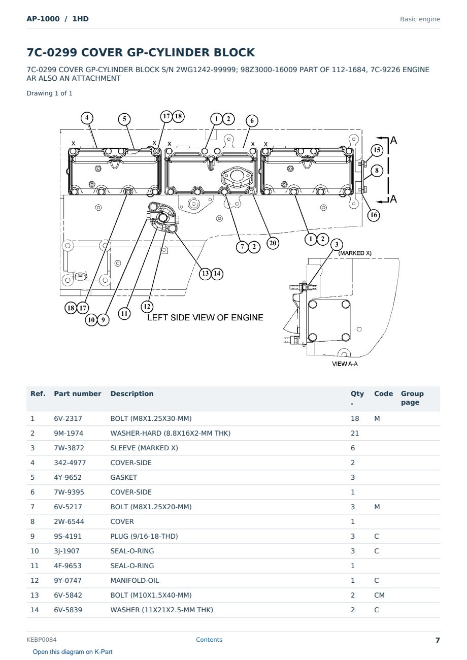Caterpillar AP-1000 S/N 1HD Partsbook KEBP0084 (English) - sample page 7 of 10 Caterpillar AP-1000 S/N 1HD Partsbook KEBP0084 (English) - sample page 7 of 10