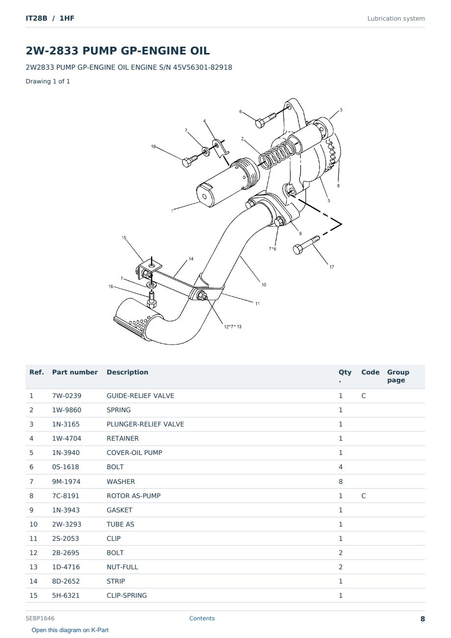 Caterpillar IT28B S/N 1HF Partsbook SEBP1646 (English) - sample page 8 of 10 Caterpillar IT28B S/N 1HF Partsbook SEBP1646 (English) - sample page 8 of 10