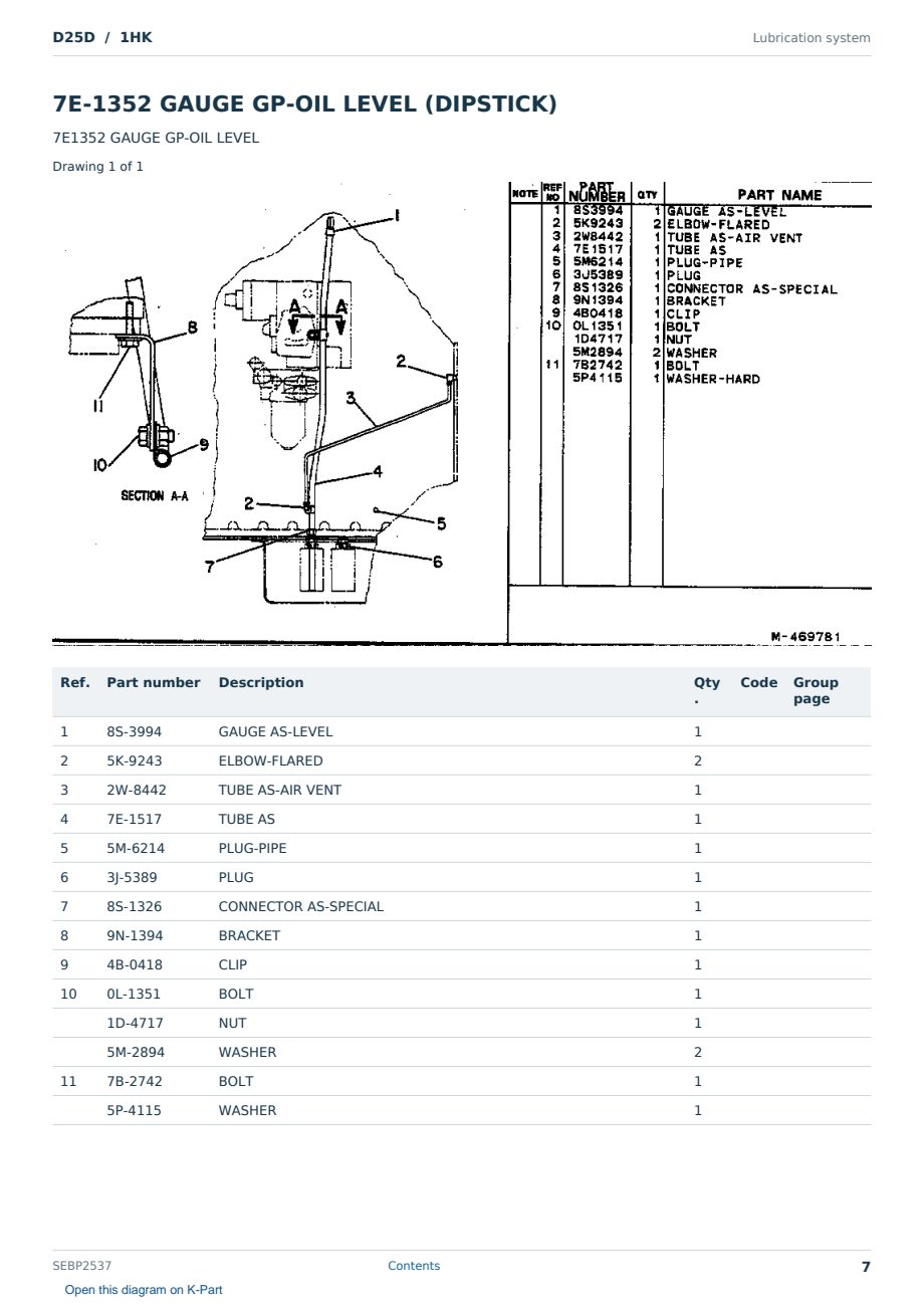 Caterpillar D25D S/N 1HK Partsbook SEBP2537 (English) - sample page 7 of 10 Caterpillar D25D S/N 1HK Partsbook SEBP2537 (English) - sample page 7 of 10