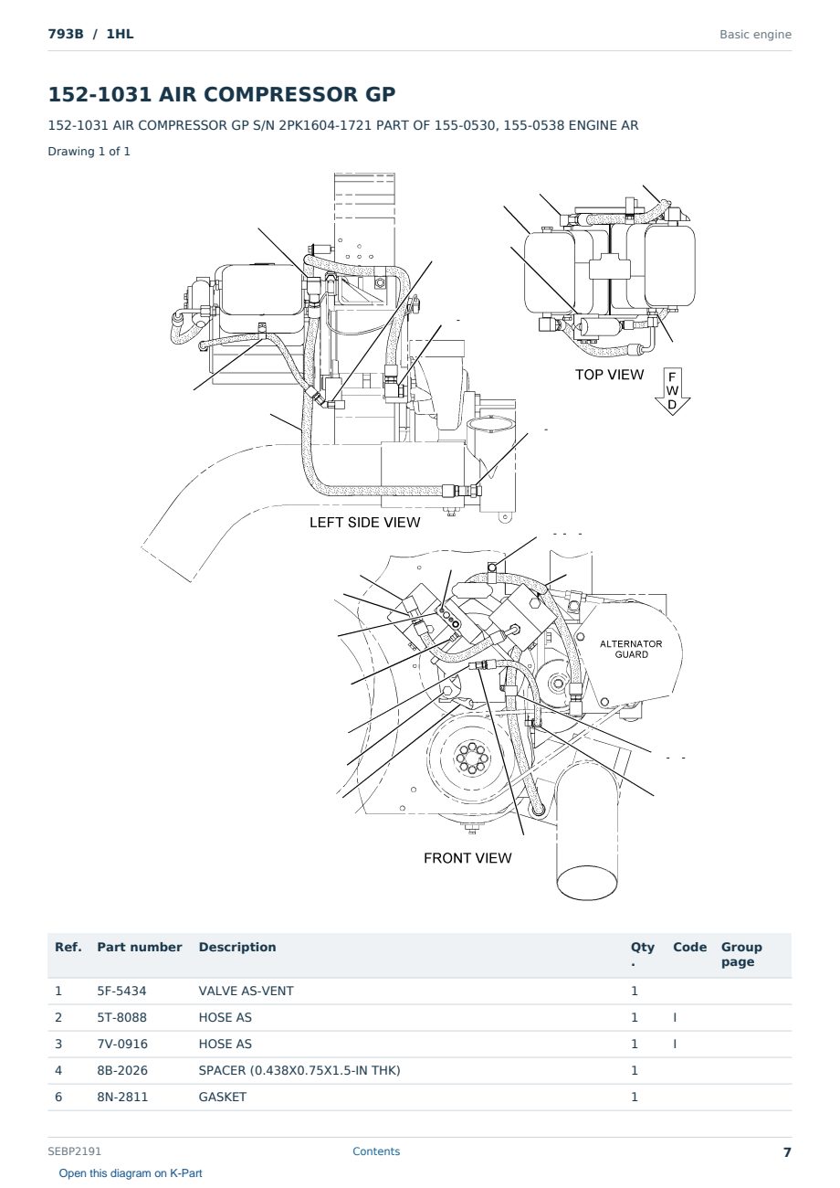 Caterpillar 793B S/N 1HL Partsbook SEBP2191 (English) - sample page 7 of 10 Caterpillar 793B S/N 1HL Partsbook SEBP2191 (English) - sample page 7 of 10