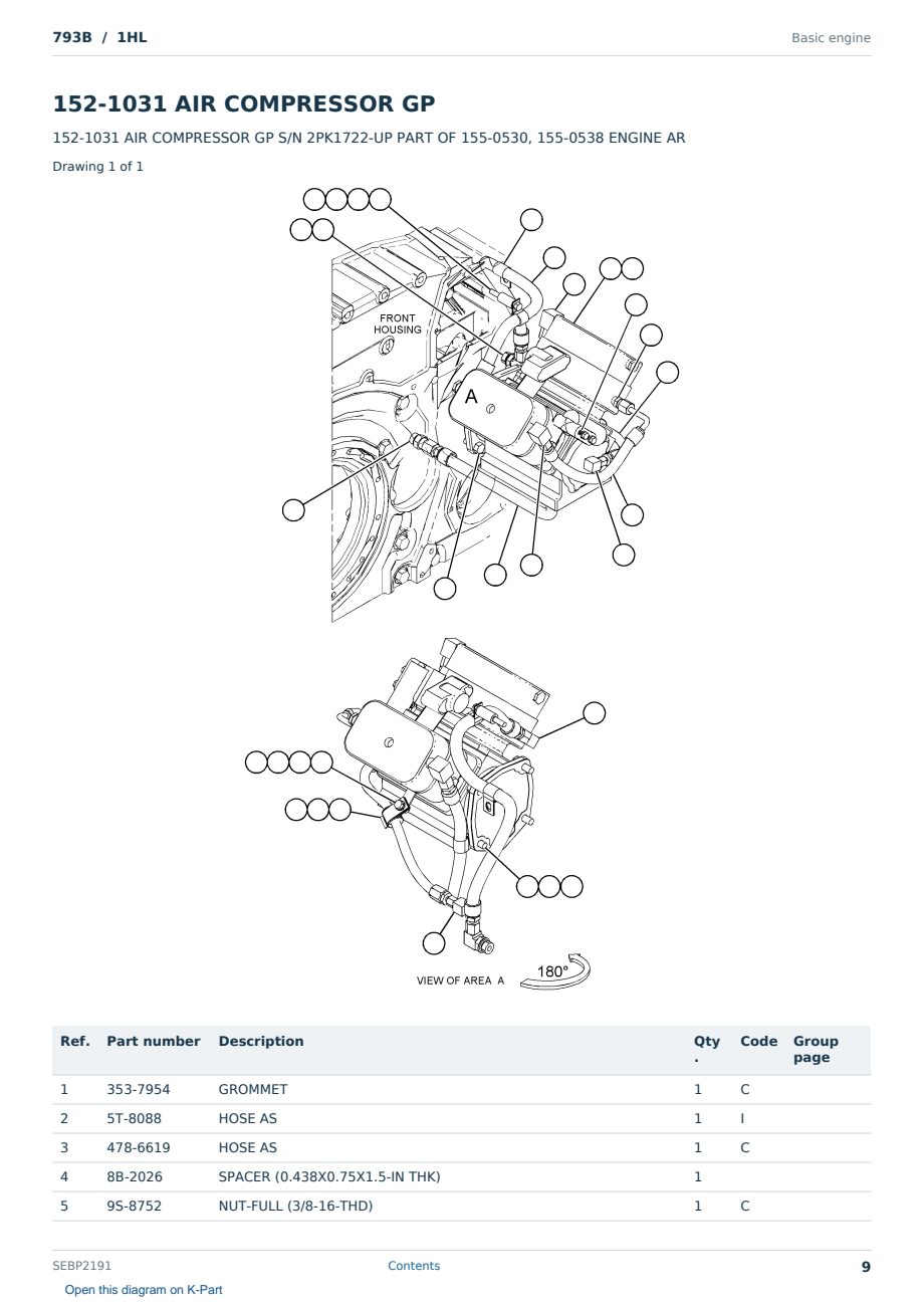 Caterpillar 793B S/N 1HL Partsbook SEBP2191 (English) - sample page 9 of 10 Caterpillar 793B S/N 1HL Partsbook SEBP2191 (English) - sample page 9 of 10