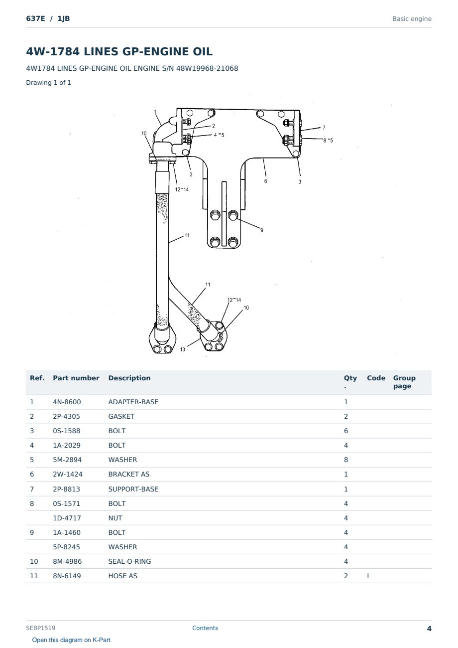 Caterpillar 637E S/N 1JB Partsbook SEBP1519 (English) - sample page 4 of 10 Caterpillar 637E S/N 1JB Partsbook SEBP1519 (English) - sample page 4 of 10