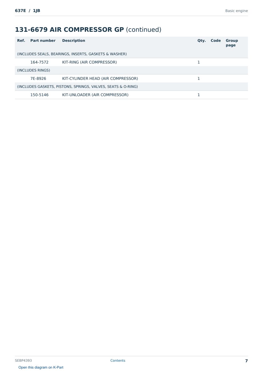 Caterpillar 637E S/N 1JB Partsbook SEBP4393 (English) - sample page 7 of 10 Caterpillar 637E S/N 1JB Partsbook SEBP4393 (English) - sample page 7 of 10