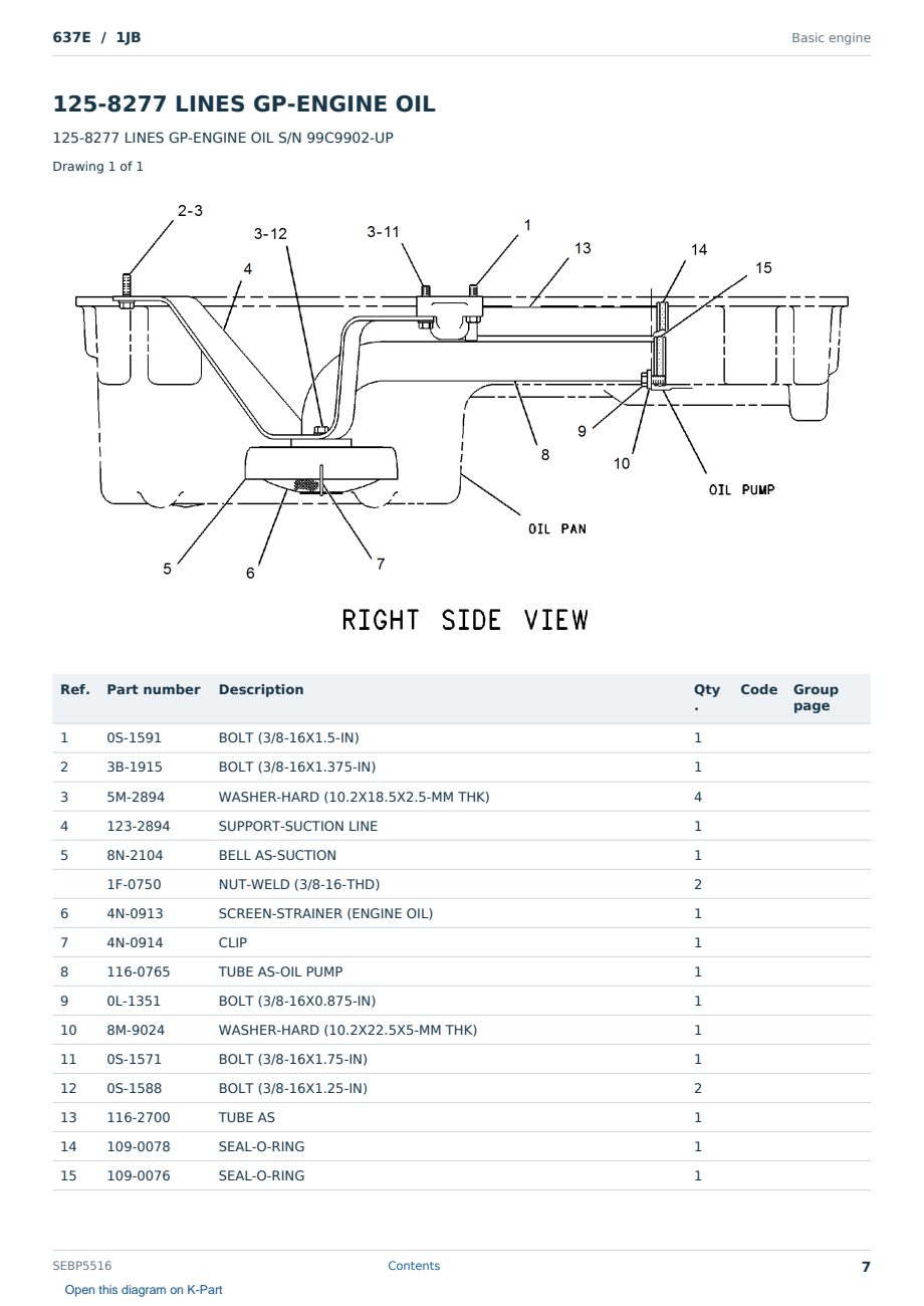 Caterpillar 637E S/N 1JB Partsbook SEBP5516 (English) - sample page 7 of 10 Caterpillar 637E S/N 1JB Partsbook SEBP5516 (English) - sample page 7 of 10