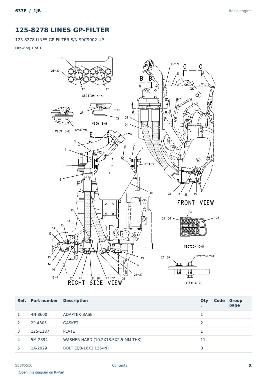 Caterpillar 637E S/N 1JB Partsbook SEBP5516 (English) - sample page 8 of 10 Caterpillar 637E S/N 1JB Partsbook SEBP5516 (English) - sample page 8 of 10
