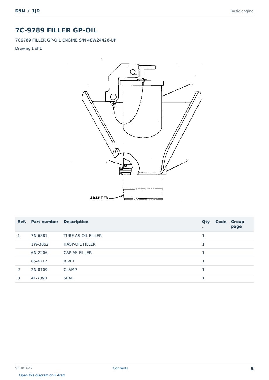 Caterpillar D9N S/N 1JD Partsbook SEBP1642 (English) - sample page 5 of 10 Caterpillar D9N S/N 1JD Partsbook SEBP1642 (English) - sample page 5 of 10