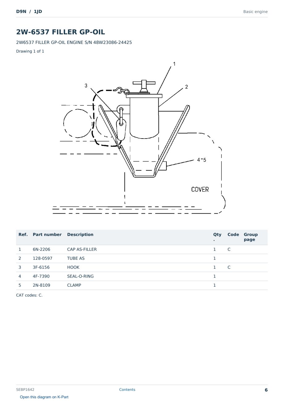Caterpillar D9N S/N 1JD Partsbook SEBP1642 (English) - sample page 6 of 10 Caterpillar D9N S/N 1JD Partsbook SEBP1642 (English) - sample page 6 of 10