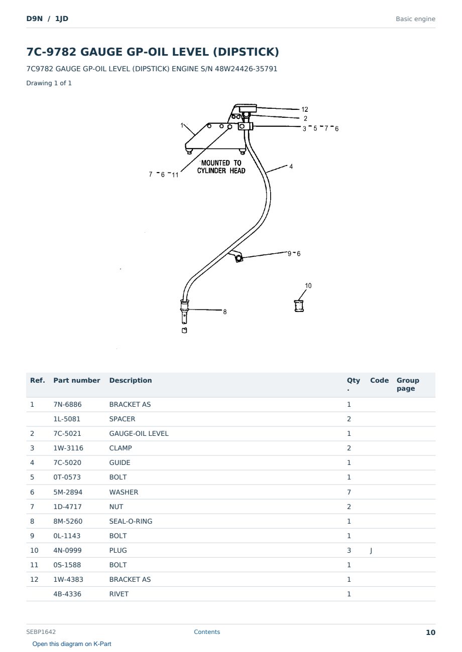 Caterpillar D9N S/N 1JD Partsbook SEBP1642 (English) - sample page 10 of 10 Caterpillar D9N S/N 1JD Partsbook SEBP1642 (English) - sample page 10 of 10