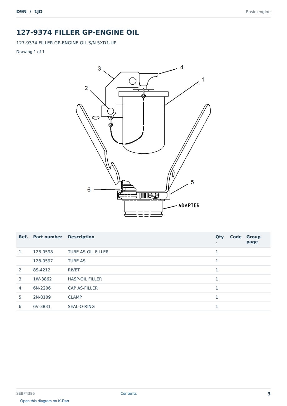 Caterpillar D9N S/N 1JD Partsbook SEBP4386 (English) - sample page 3 of 10 Caterpillar D9N S/N 1JD Partsbook SEBP4386 (English) - sample page 3 of 10