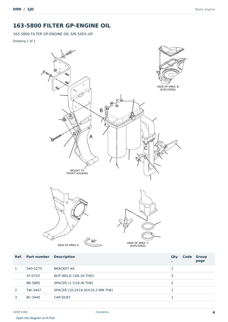 Caterpillar D9N S/N 1JD Partsbook SEBP4386 (English) - sample page 4 of 10 Caterpillar D9N S/N 1JD Partsbook SEBP4386 (English) - sample page 4 of 10