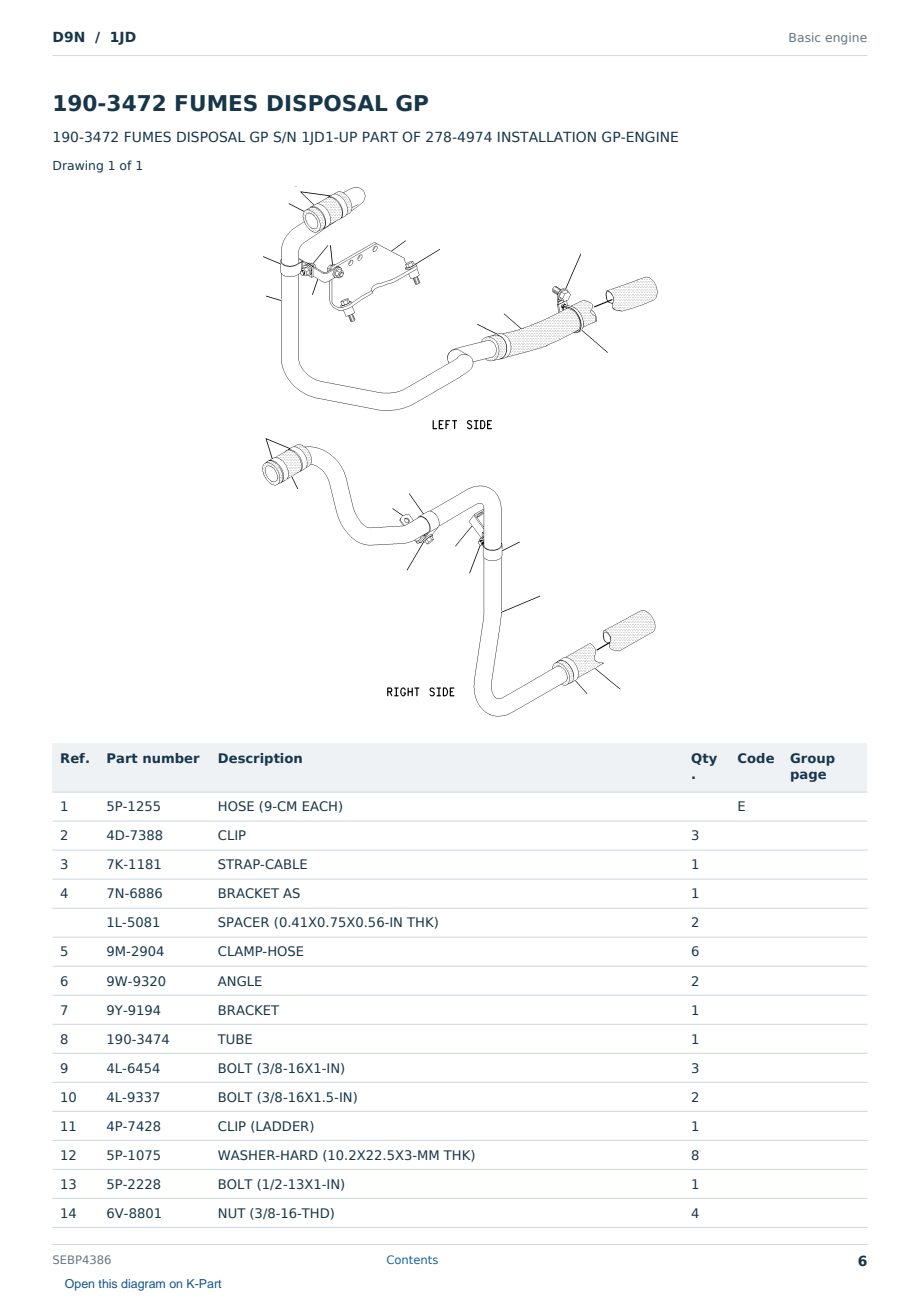 Caterpillar D9N S/N 1JD Partsbook SEBP4386 (English) - sample page 6 of 10 Caterpillar D9N S/N 1JD Partsbook SEBP4386 (English) - sample page 6 of 10