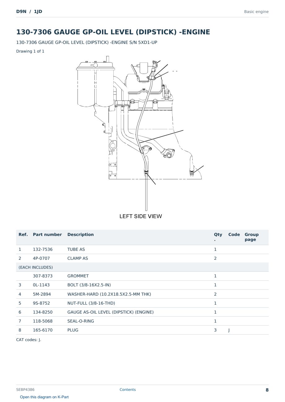 Caterpillar D9N S/N 1JD Partsbook SEBP4386 (English) - sample page 8 of 10 Caterpillar D9N S/N 1JD Partsbook SEBP4386 (English) - sample page 8 of 10